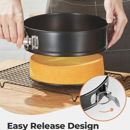 Kootek Cake Pan Set of 3, Nonstick Springform Pans with Removable Bottom, 4, 7, 9 Inch Round Cheesecake Baking Pans with 50 Pcs Parchment Paper Liners