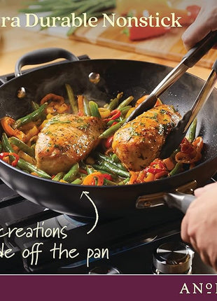 Anolon Advanced Home Hard Anodized Nonstick Frying/Saute/All Purpose Pan with Lid and Helper Handle, 12 Inch, Moonstone Dark Gray
