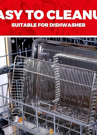 Air Fryer Basket for Oven, Air Fryer Basket and Stainless Steel Baking Tray Pant Oven Air Fryer Pan Rack for Cooking Baking Dishwasher and Broiling (15.9 in * 9.8 in &14.9 in * 11 in)