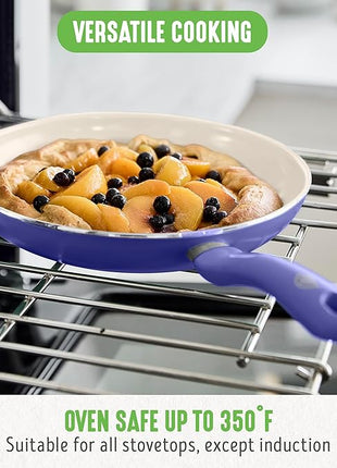 GreenLife 16 Piece Nonstick Cookware Set, Soft Grip Non-Toxic PFAS-Free Ceramic Pots & Pans, Dishwasher & Oven Safe, Frying, Sauce, Utensils, Glass Lids, Stay-Cool Handles, Wobble Free, Periwinkle