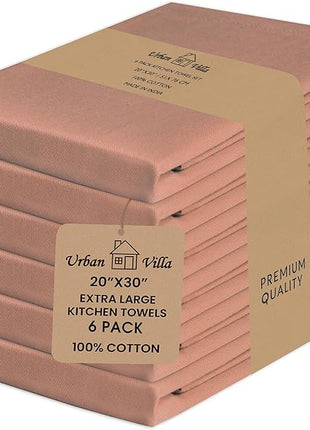 Urban Villa Kitchen Towels Solid Rust Towels Set of 6 20" X30” 100% Cotton Highly Absorbent Quick Drying Dish Cloths & Dish Towels Thanksgiving Fall Tea Towels with Hanging Loop Towels