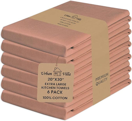 Urban Villa Kitchen Towels Solid Rust Towels Set of 6 20" X30” 100% Cotton Highly Absorbent Quick Drying Dish Cloths & Dish Towels Thanksgiving Fall Tea Towels with Hanging Loop Towels