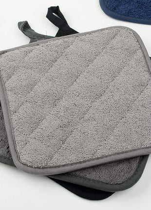 100% Cotton Kitchen Everyday Basic Terry Pot Holder Heat Resistant Coaster Potholder for Cooking and Baking Set of 5 (Multi Color 2, Potholder)