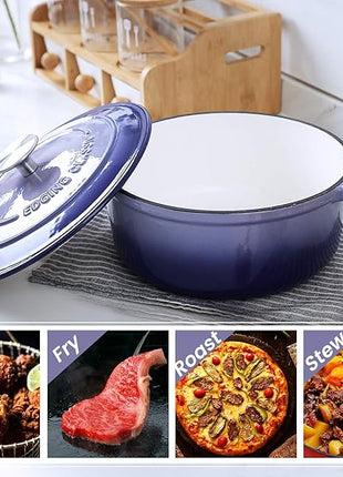 Enameled Cast Iron Covered Dutch Oven with Dual Handle, Dutch Ovens with Lid for Bread Baking, Safe to 500 degrees, 3.5 Quart, Purple