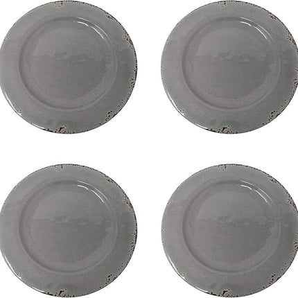 Gianna's Home 12 Piece Rustic Farmhouse Melamine Dinnerware Set, Service for 4 (4 Piece Dinner Plates, Gray)