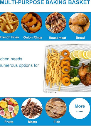 2PCS Air Fryer Oven Basket, Replacement Stainless Steel Baking Trays for Ninja Foodi DT201 DT251 10-in-1 Smart XL Air Fryer Oven, Mesh Dehydrating Basket Accessories