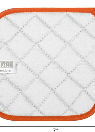100% Cotton Kitchen Everyday Basic Terry Pot Holder Heat Resistant Coaster Potholder for Cooking and Baking Set of 5 Orange