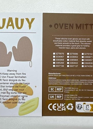 AUAUY Oven Mitts and Pot Holders 6PCS Set, 392°F Heat Resistant Cooking Gloves and Hot Pads Baking Mittens Grilling Gloves BBQ Gloves Non-Slip Kitchen Mittens for Oven Cooking Baking Grilling