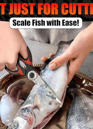 Kitchen Shears for Food Heavy Duty – Kitchen Scissors All Purpose with Cover, 2CR13 Stainless Steel Blades, Rust-Resistant Utility Scissors with Bottle Opener – Cuts Fish, Meat, Nuts & Vegetables