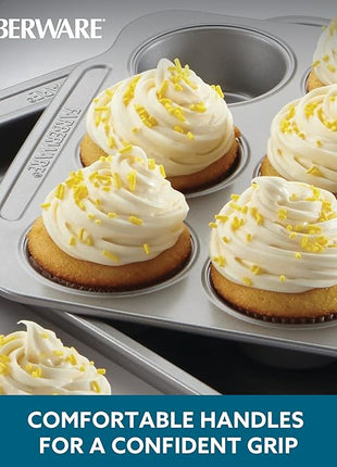 Farberware Nonstick Steel Bakeware Set with Cooling Rack, Baking Pan and Cookie Sheet Set with Nonstick Bread Pan and Cooling Grid, 10-Piece Set, Gray