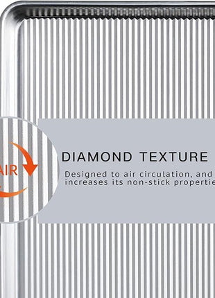 HONGBAKE Aluminum Cookie Sheets for Baking, 2-Pack Commercial Quality Half Sheet Pan, Baking Sheets Non Stick with 50 PCS Parchment Paper, 12.8 x 17.7 in, Silver