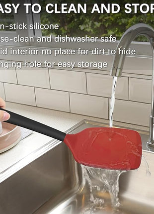 Coukre 2 Pack Silicone Spatula Set, High Heat Resistant, BPA Free Kitchen Spatula, Solid & Slotted Turner for Non-Stick Pans, Sautéing, and Flipping (2, Red)