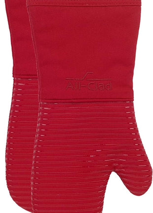 All-Clad Silicone Oven Mitts: Heat Resistant up to 500 Degrees - 100% Cotton & Silicone, 14"x7" Oven Mitt for Kitchen and Barbeque, 2-Pack, Chili