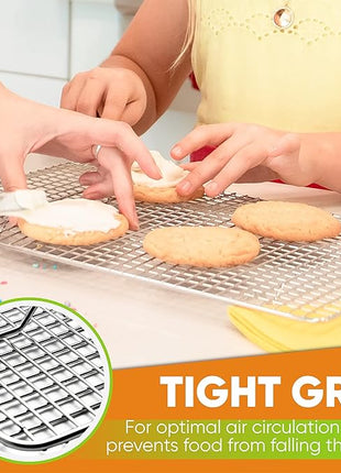 Spring Chef 10" x 15" Stainless Steel Cooling Racks for Baking - Oven Safe - Cookie Racks for Cooling Cookies - Fits Jelly Roll Pan - Perfect for Grilling, Roasting, Cooking, Drying - Set of 2