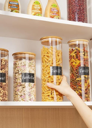 Vtopmart 70oz Glass Food Storage Jars, 3 Pack Large Kitchen Containers with Airtight Bamboo Lids for Pasta, Nuts, Flour, Canisters Set for Cereal, Pantry Organization, BPA Free