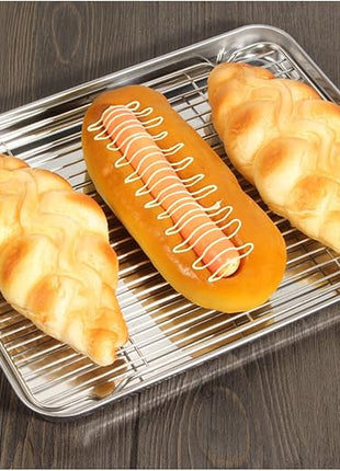 Baking Sheet and Cooling Rack Set, Stainless Steel Commercial Grade Cookie Sheet and Rack Set, 12.5 x 10 x 1 inch, Healthy & Nontoxic & Rustproof & Easy Clean & Dishwasher Safe