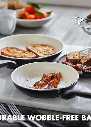 GreenPan Rio 8" and 10" Frying Pan Skillet Set, PFAS-Free, Healthy Ceramic Nonstick Cookware, Stay-Cool Bakelite Handles, Dishwasher Safe, Easy Clean, Durable Performance, Black