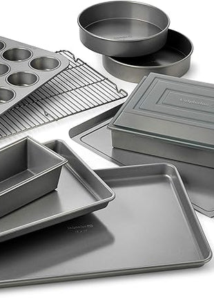 Calphalon 10-Piece Nonstick Bakeware Set Includes Baking Sheet Cookie Sheet Cake Pans Muffin Pan and More Dishwasher Safe Silver