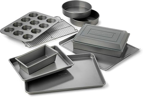 Calphalon 10-Piece Nonstick Bakeware Set Includes Baking Sheet Cookie Sheet Cake Pans Muffin Pan and More Dishwasher Safe Silver