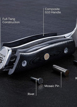 KYOKU Damascus Non-Serrated Steak Knives Set of 4 - Shogun Series - Japanese VG10 Steel - with Sheath & Case