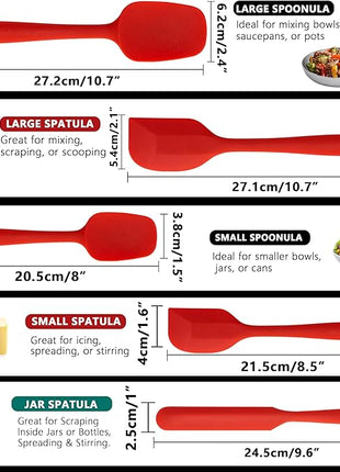 Anaeat Silicone Spatula Set of 5 - Seamless One-Pieces Design, Non-Stick Rubber Spatulas BPA Free Kitchen Scraper Flexible for Easy Baking, Cooking, Scraping & Mixing, Heat Resistant & Dishwasher Safe