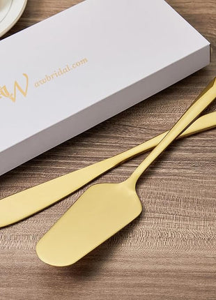 AW BRIDAL Gold Wedding Cake Knife and Server Set, Cake Cutting Set Pie Pastry Servers for Parties Events Bridal Shower Anniversary Engagement Gifts