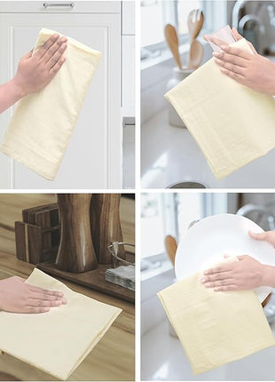 Urban Villa Flour Sack Light Yellow Kitchen Towels 100% Cotton Highly Absorbent Dish Towels for Bread Proofing Baking Drying Dinnerware Glass Embroidery DIY Projects Zero Lint 27x27 Inches (12 Pack)