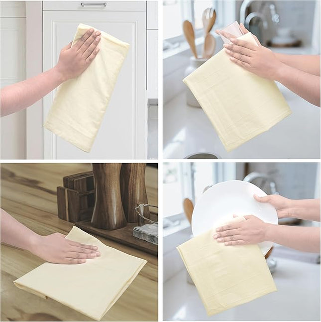 Urban Villa Flour Sack Light Yellow Kitchen Towels 100% Cotton Highly Absorbent Dish Towels for Bread Proofing Baking Drying Dinnerware Glass Embroidery DIY Projects Zero Lint 27x27 Inches (12 Pack)