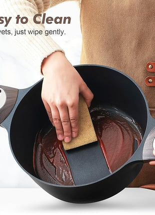 SENSARTE Pots and Pans Set Non stick, Non toxic Healthy Induction Cookware Set, 14 Pcs Non Stick Kitchen Cooking Set with Frying Pans Set & Saucepan, PFOA PFOS APEO Free, Black