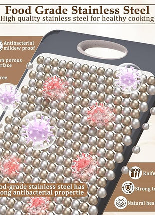 GUANCI Cutting Board for Kitchen, Stainless Steel Cutting Board Double Sided for Chopping Meat/Vegetables, Stainless Steel/Wheat Straw PP, Kitchen Gifts Easy to Clean Large 16”×11”