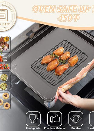 P&P CHEF Cooling Baking Rack Pack of 2, Stainless Steel Cooling Racks for Cooking Baking Roasting Grilling Drying, Dense Wires & Smooth Edge, Easy to clean, Black, 8.6" x 6.2"