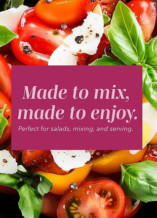 COOK WITH COLOR Mixing Bowls with Lids - 12 Piece Plastic Nesting Bowls Set includes 6 Prep Bowls and 6 Lids, Non Slip Bottom and Embossed Design - Microwave Safe (Rose)