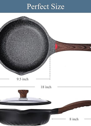 Vinchef Nonstick Deep Frying Pan Saute Pan with Lid, 10in/3Qt Skillet Pan, German 3C+ Ceramic Coating Technology, Aluminum Casting, Induction Compatible