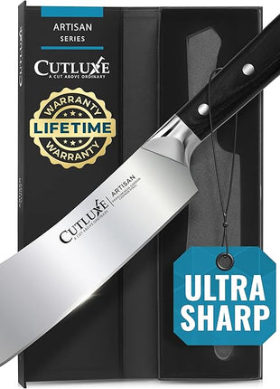 Cutluxe Cleaver Chef Knife – 8" Meat Cleaver Butcher Knife – German Steel Blade, Full Tang, Ergonomic Handle Design – Artisan Series
