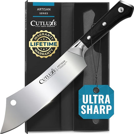 Cutluxe Cleaver Chef Knife – 8" Meat Cleaver Butcher Knife – German Steel Blade, Full Tang, Ergonomic Handle Design – Artisan Series
