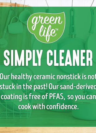 GreenLife Soft Grip Healthy Ceramic Nonstick 12 Piece Cookware Pots and Pans Set, PFAS-Free, Dishwasher Safe, Turquoise