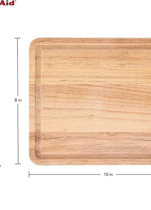 KitchenAid Classic Rubberwood Cutting Board with Perimeter Trench, Reversible Chopping Board, 8-inch x 10-Inch, Natural