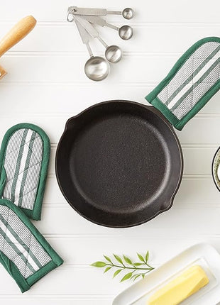 DII Double Strip Chef Kitchen Cooking & Baking Collection, Pan Handle Set, 6x3, Dark Green, 3 Piece