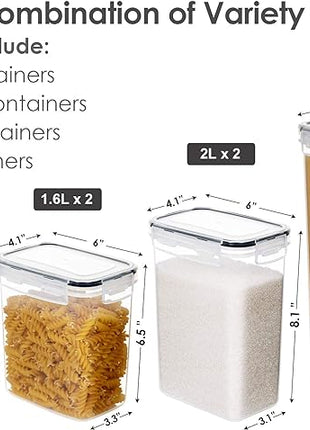 CHEFSTORY Airtight Food Storage Containers with Lids, 8 PCS Plastic Storage Canisters for Kitchen & Pantry Organization,Dry Food Canisters for Flour, Sugar and Cereal