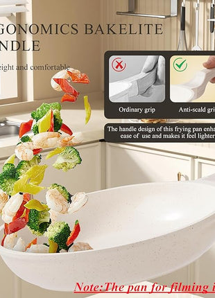 Induction Ceramic Nonstick Frying Pan,Light Weight Skillet,Healthy Non Toxic Omelet Pan,All Stoves Compatible Egg Pan (white, 8inch)