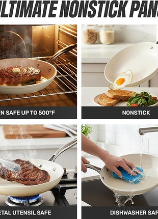GOTHAM STEEL 10 Inch Non Stick Frying Pans Nonstick Skillet, Ceramic Pan for Cooking Non Toxic, Nonstick Frying Pan Skillets with Stay Cool Handle, Fry Pans, Oven and Dishwasher Safe