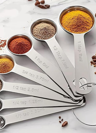 TILUCK Stainless Steel Measuring Spoons Set,Coffee Scoop Spoon,Kitchen Gadgets for Cooking & Baking,Set of (7)