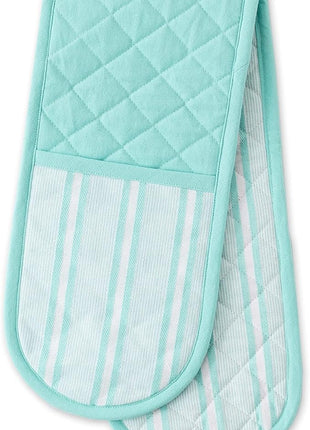 DII Double Strip Chef Kitchen Cooking & Baking Collection, Double Oven Mitt, 35x7.5, Aqua