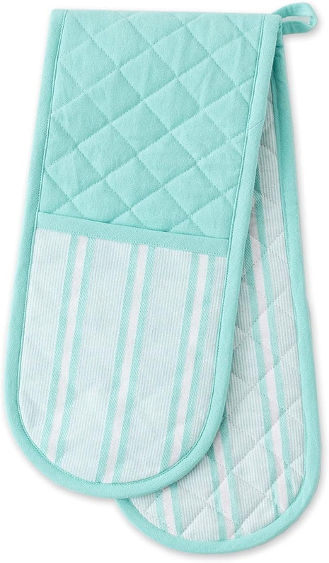 DII Double Strip Chef Kitchen Cooking & Baking Collection, Double Oven Mitt, 35x7.5, Aqua