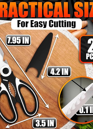 Kitchen Shears for Food Heavy Duty – Kitchen Scissors All Purpose with Cover, 2CR13 Stainless Steel Blades, Rust-Resistant Utility Scissors with Bottle Opener – Cuts Fish, Meat, Nuts & Vegetables
