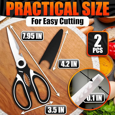 Kitchen Shears for Food Heavy Duty – Kitchen Scissors All Purpose with Cover, 2CR13 Stainless Steel Blades, Rust-Resistant Utility Scissors with Bottle Opener – Cuts Fish, Meat, Nuts & Vegetables