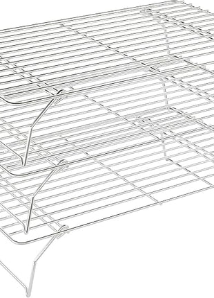 3 Tier Stackable Cooling Rack for Batch Cooling Cookie, Pizza, Cake-15.8”x 10”- Heavy Duty Cooling Racks for Cooking and Baking, Oven and Dishwasher Safe Baking Supplies-Silver