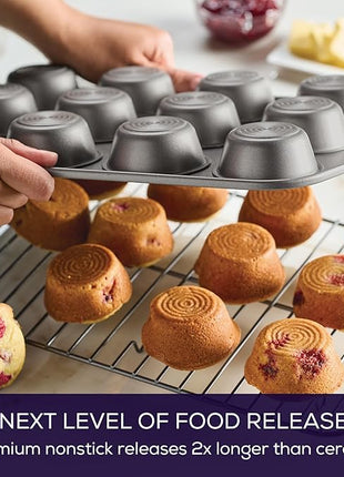 Circulon Total Nonstick Bakeware Set with Nonstick Bread Pan, Cookie Sheet, Baking Pan, Baking Sheet, Cake Pan and Muffin/Cupcake Pan - 10 Piece, Gray