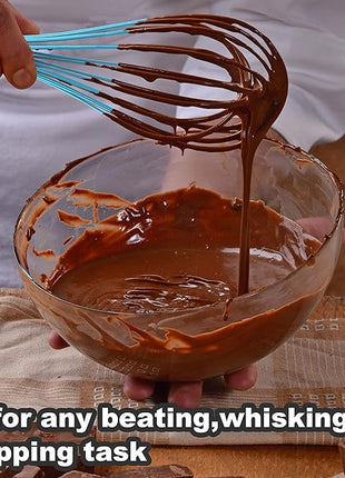 Anaeat Silicone Balloon Whisk, Perfect for Non-Stick Cookware, Milk and Egg Beater Blender, Heat Resistant Kitchen Whisks for Whisking, Cooking, Baking, Beating, Frothing & Stirring (Blue)