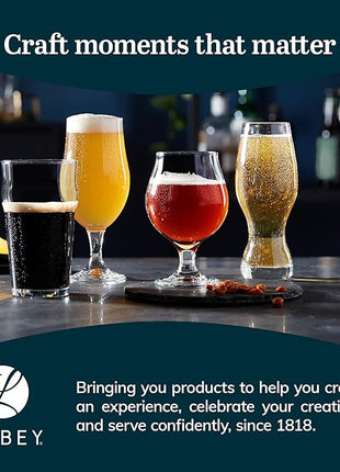 Libbey Craft Brews Nucleated Pint Beer Glasses, Dishwasher Safe Pint Glasses Set of 4 for Light Beers, Stouts, Laser Etching Nucleated Beer Glasses